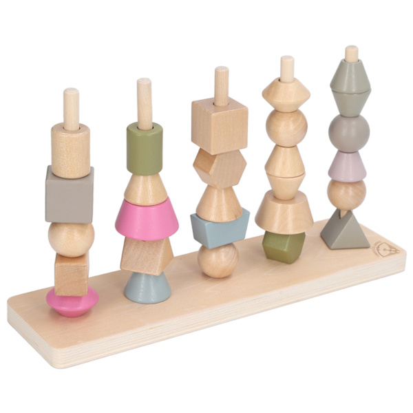 Stack matchande set pedagogiskt trä med 10 kort geometrisk form Blocks staplingsleksak för barn