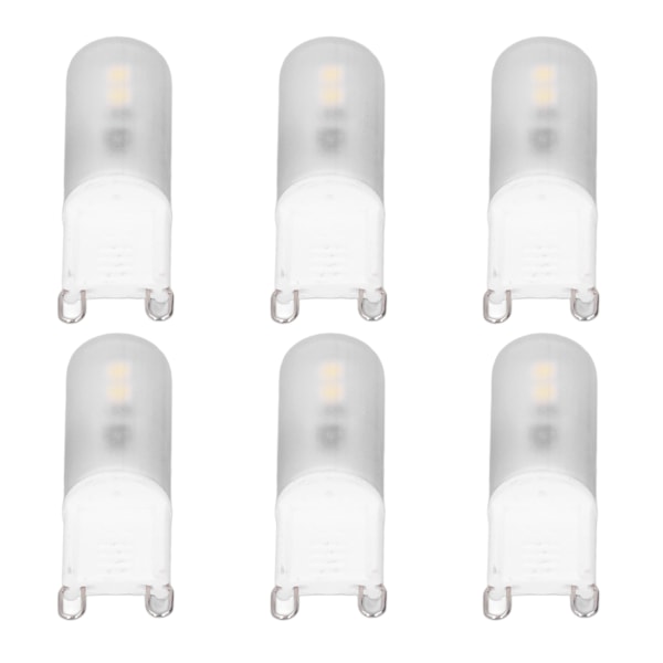6st G9 LED-lampor Keramiska 200LM G9-baslampor för byte av vägglampa ljuskrona 2W 20W Halogenekvivalent 220V vitt ljus