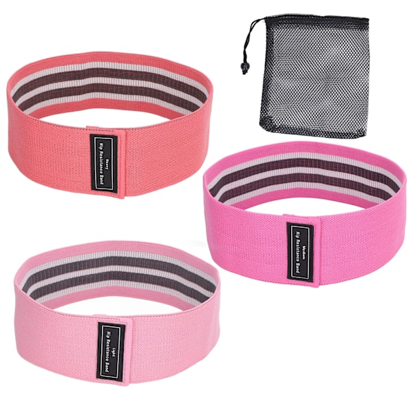3-pack Motståndband Elastiska Hög Draghållfasthet Träningsband för Ben Rumpa för Knäböj Höftträning Rosa, Ros, Röd