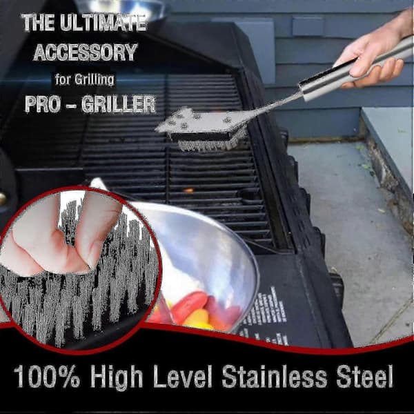 Utskiftbare grillbørstehoder, 4-pakning, trådløse, kompatible med de fleste grillbørster