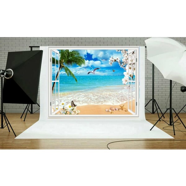 Kesäinen merimaisema Dreamy Beach Haloes 3D-valokuvaus taustat Valokuva Video Photography Studio Kangasrekvisiitta Tausta, malli: 9