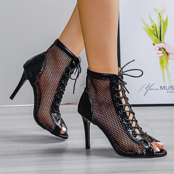 Sexy høye hæler Sandaler med hul netting Trend Comfort Peep Toe Støvler Stiletter