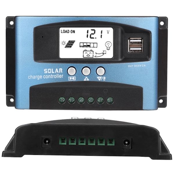 MPPT 100A Solcelleladeregulering Dobbelt USB LCD Display 12V 24V