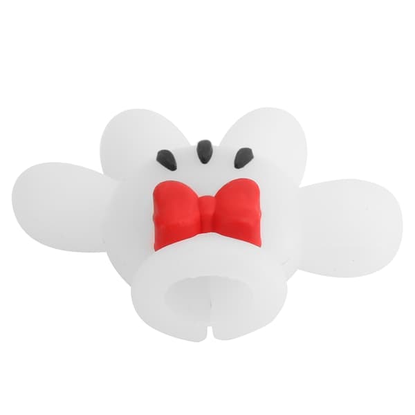 Tecknad Mobiltelefon Datakabel Skyddslina Skydd USB-kabel Bites Saver Protector Vit