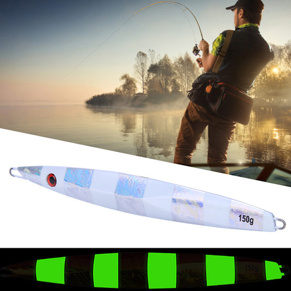 150 g simulerad fisk artificiellt fiskebete Nattljus Lure fiskeredskap Tillbehör Silver