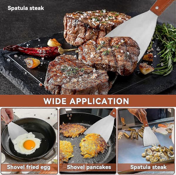 Grillspatel i rustfritt stål - Crêpe- og BBQ-skrape med non-stick-padle