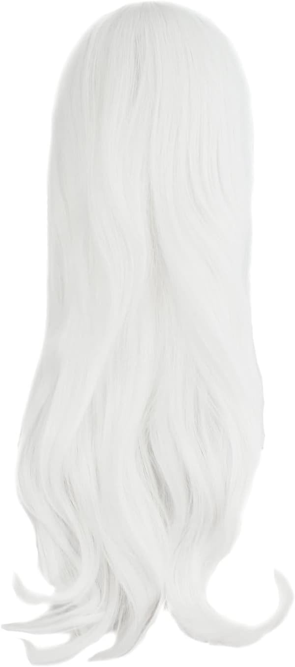 70 cm/28 tum sidolugg lång lockig cosplayperuk för kvinnor flickor vit White 28"