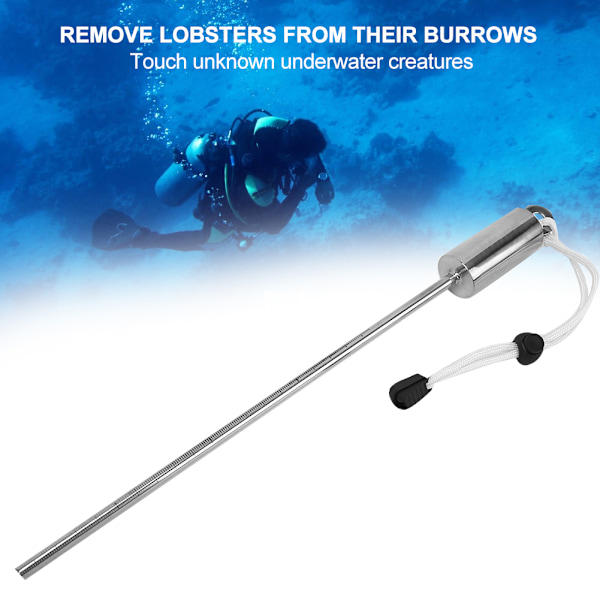 KEEPdiving Rostfritt stål 30 cm Dykning Hummer Stick Pointer Underwater Shaker Noise Maker med skala handrem