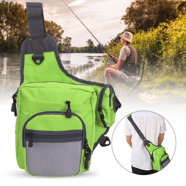 Polyester Multifunktionel Fiskegrej Crossbody-Taske Udendørs Sport Vandreture Rejse Axeltasker (Grøn)