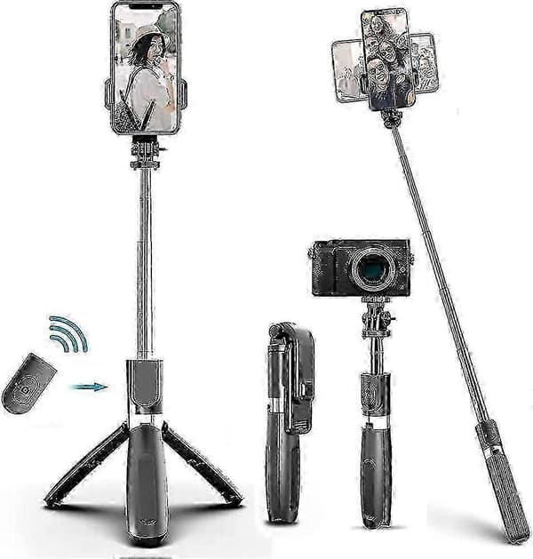 Bluetooth Selfie Stick-stativ for telefoner og kameraer, perfekt for reiser