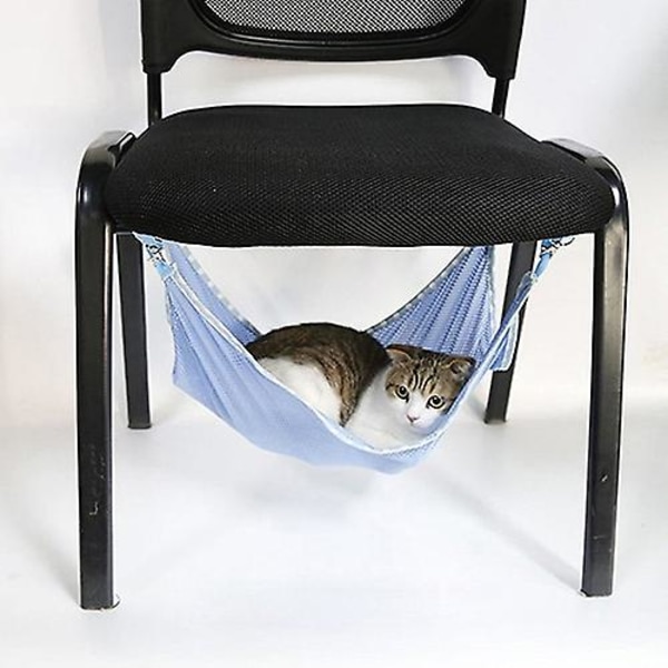 Katt Kattunge Valp Husdjur Ventilation Mesh Bekväm hängande bur Hängmatta Säng Stad Blue L