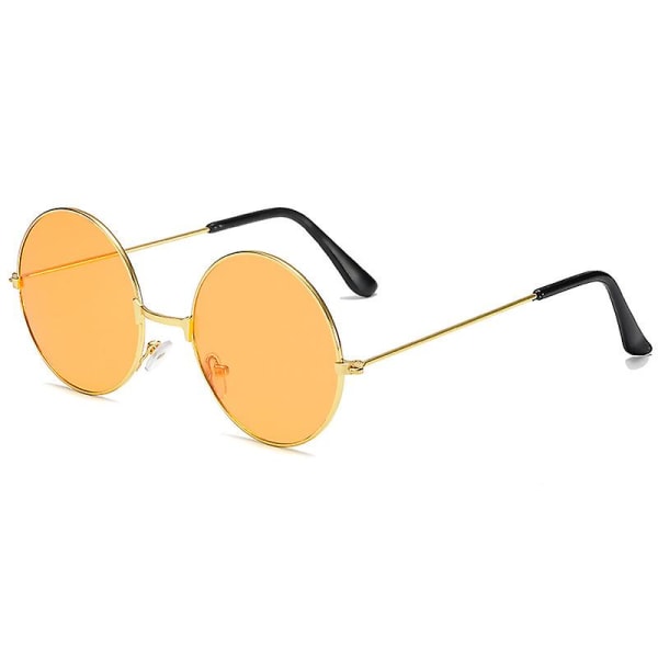Vintage runde John Lennon polariserte solbriller for menn kvinner Circle Hippie solbriller orange K gold frame