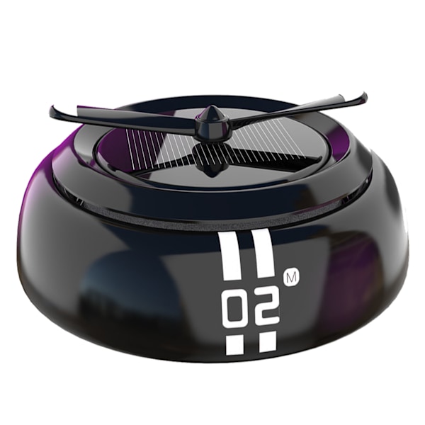 Billuftfräschare Solenergi Autorotation Propeller Design Stark metall Car Aromaterapi Diffusor för fordon Svart