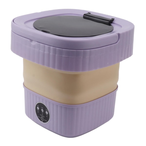 6L Mini Bærbar Vaskemaskine Foldbar Automatisk Mini Tøjvask med Soft Spin Tør 100‑240V Lilla EU-stik