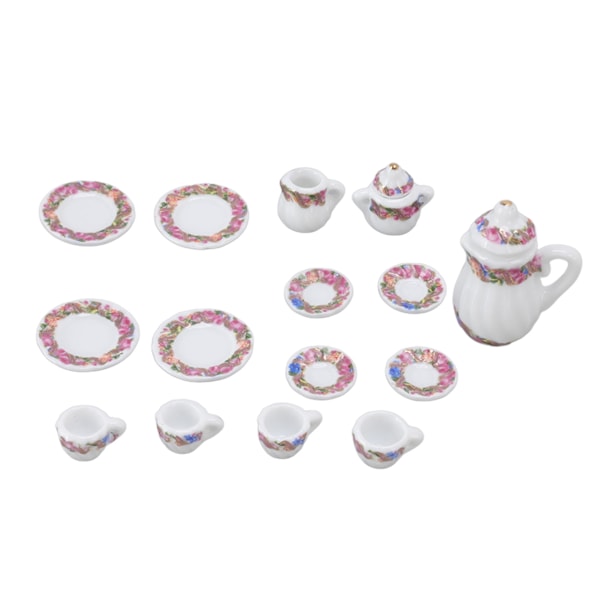 15 st Dollhouse Tea Set Mini Simulering Keramiska Tekoppar Set Dockhus Tillbehör Miniatyrmodell Rekvisita Typ A