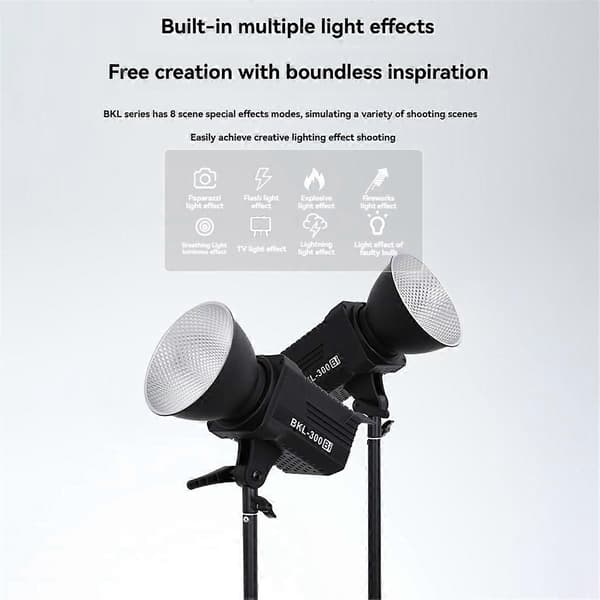 300W Bi LED videolys, kontinuerlig LED-belysning EU-stik
