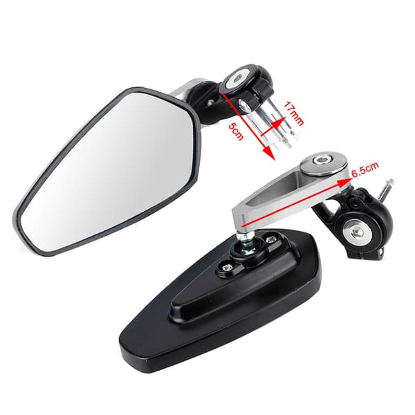 Motorcykel CNC aluminium bakre sidospegelreflektor - Set om 2, Silver