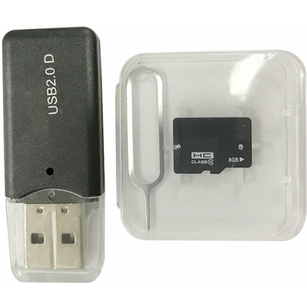 8G SD-kortläsare kortfack Pin minneskort för barnkamera, modell: 8G minneskort + kortläsare + kortstift
