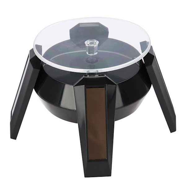 Solar 360 graders roterende skiveplate Klokker Telefon Smykker Display Stativ LED-lys (svart)