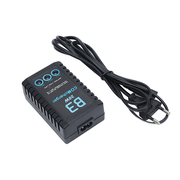 Batteribalansladdare för 2‑3S polymermodell flygplanslitiumbatteri 7,4V/11,1V 20W 1,6A B3EU-kontakt 100‑240v