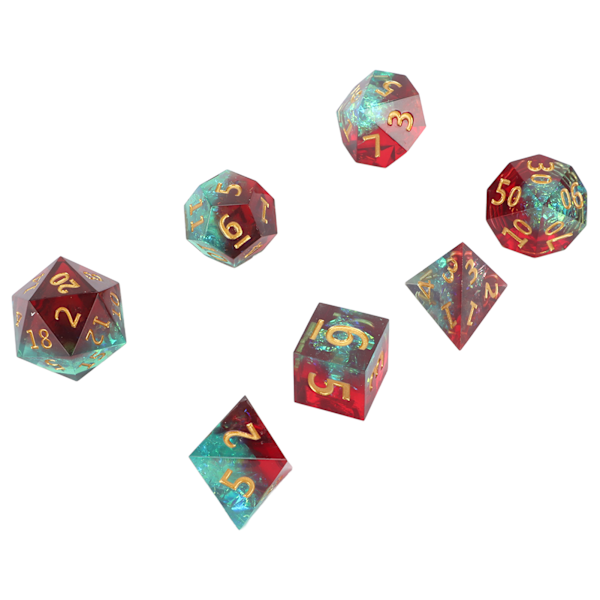 7 kpl Noppasetti Epoksihartsi Polyhedron Kiillotettu Roolipeli Noppasetti Matematiikan Opetukseen Pöytäpeli Tyypin 1