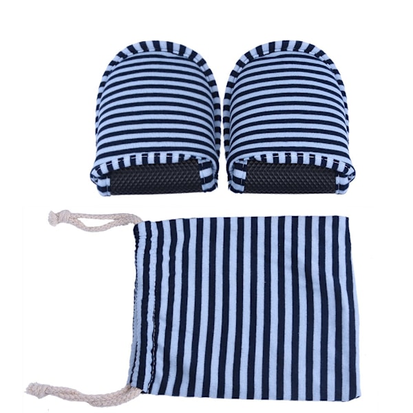 Resor Bärbara Vikbara Återanvändbara inomhus, mjuka, halkfria tofflor i bomull (Man Blue Stripes)