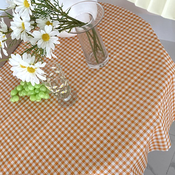 Skrivbordsduk Rutad Bordsöverdrag Linne Bomull Bakgrund Dammtät heminredning för kontorshem Orange 100x150cm / 39,4x59,1in