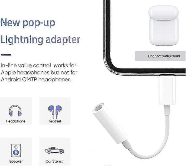 Lightning til 3,5 mm hodetelefonadapter - 3-pakning