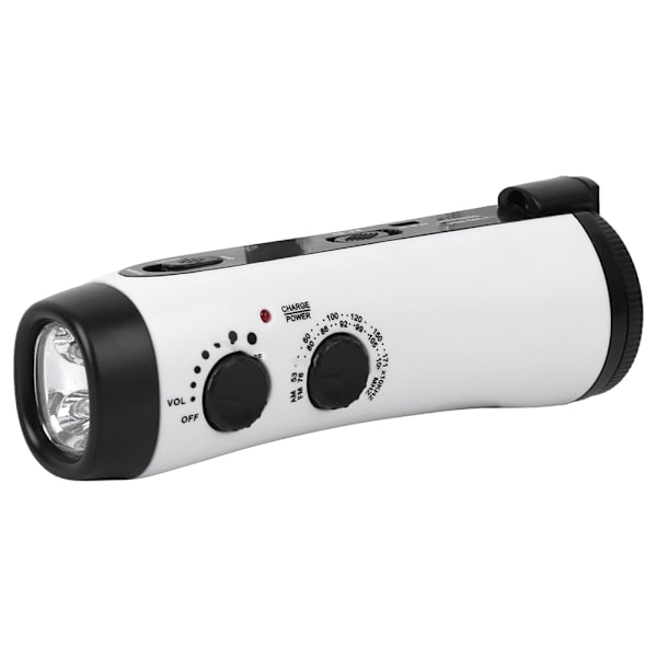 Plast Utomhus Handvev Multifunktions ficklampa Radio Emergency LED Torch Mobiltelefon ChargingWhite