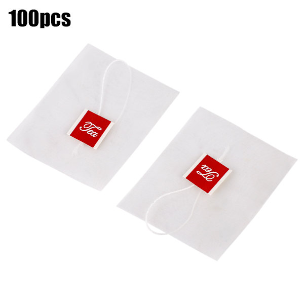 100 st Nylon Transparent tomma tepåsar Örter Sil Filter Löst papper med dragsko 6,5*8