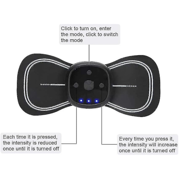 Ems axel nacke rygg mini massager bioelektrisk akupunkturplatta - bärbar sladdlös massage (2 st, svart)