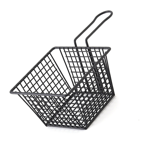 Friterkurv Jern Pommes Frites Holder Friteringsnett med Håndtak for Restaurant Hjem Svart