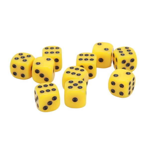 30pcs Dice Set 16MM Plastic 6-sided Round Corner Dice Cubes for Tabletop Board Games Yellow