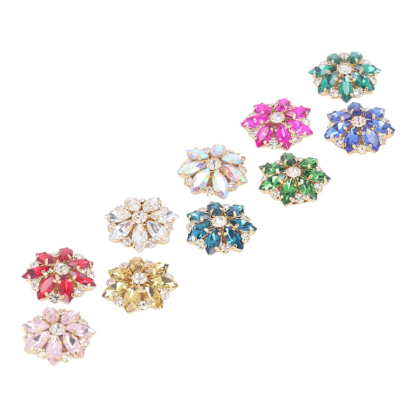 10 stk. Blomsterform Rhinestone Knapper Utsøkte DIY Sy På Rhinestone Knapper for Håndverk Klær