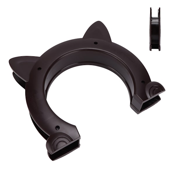 Cat Door Interior Cat Head Shaped Plastic Pass Through Door for Cat with Fishbone Pattern (Brown)