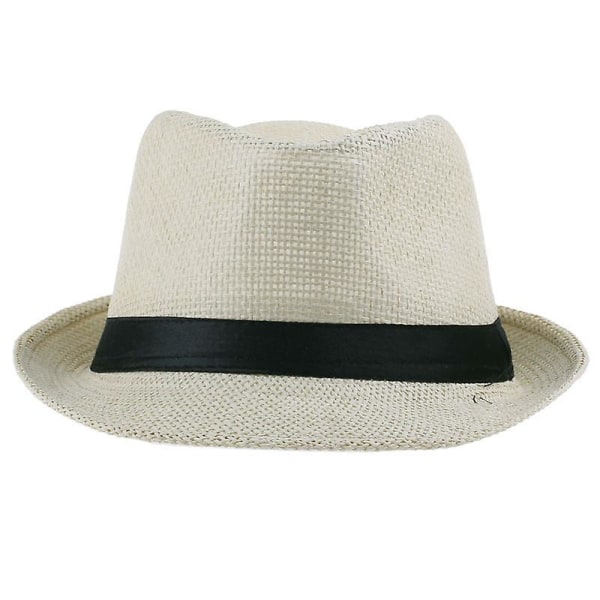 Unisex Naiset Miehet Muoti Kesä Casual Trendikäs Ranta Aurinko Straw Panama Jazz Hattu Cowboy Hattu Gangster Cap Beige