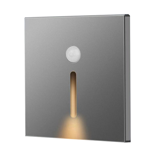 LED Bevegelsessensor Nattlys ABS Liten LED-induksjonslampe for Soverom Gang Hall Grå