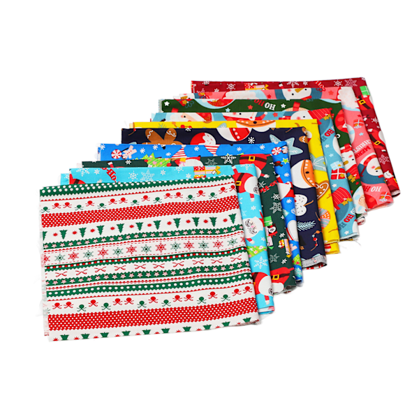 10 ST Jul Bomullstyg Twill Tryck Mode Dekorativt DIY Bomullstyg Sömnad Hantverk Tyg Grupp B