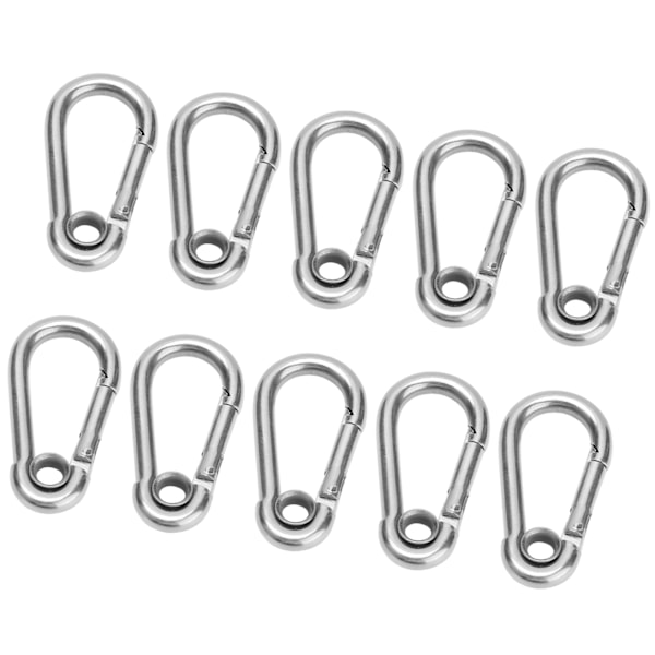 10st Snap Krok Rostfritt stål Säkerhetsrep Fjäder Karbinhake Hängande spänne TillbehörM5(5mm)