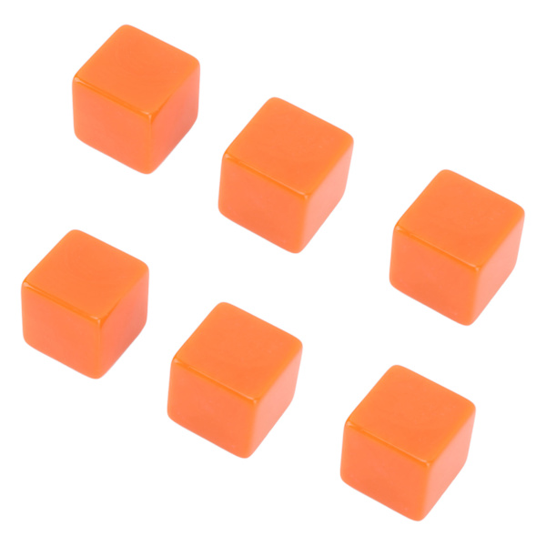 6ST Tomme terninger Kuber DIY Ufullstendige terningblokker Undervisningspartipuslespill 6-sidige terninger Plastkuber Oransje