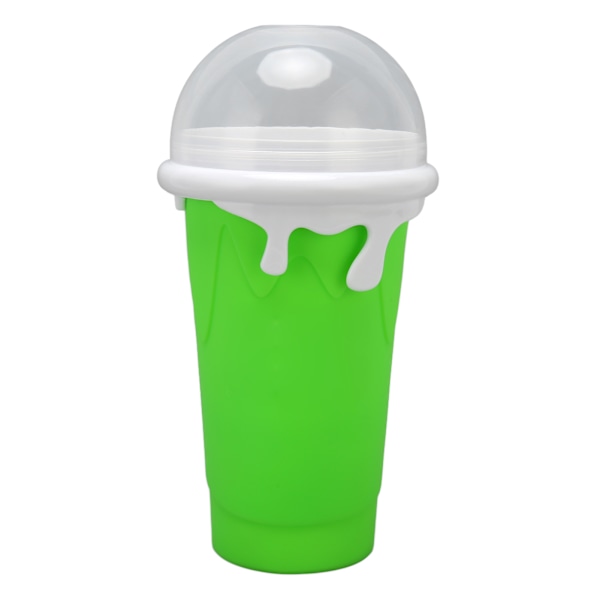 Frossen Smoothie Kopp Gjenbrukbar Eksplosjonssikker Myk Silikon Frossen Klem Kopp Smoothie Maker Kopp med Dobbel Bruk Sugerør for DIY Grønn