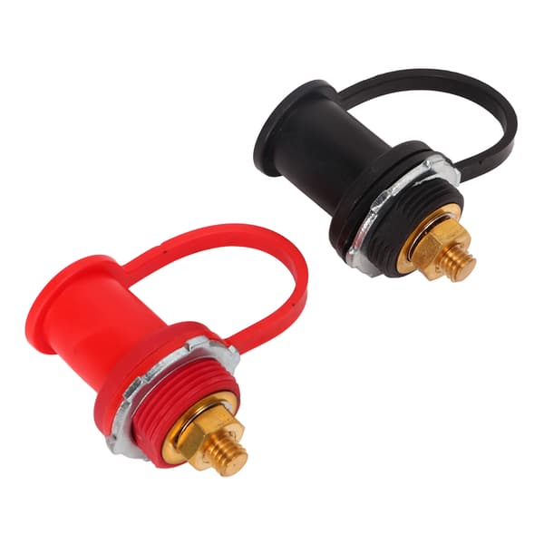 1 Par Thru Panel Batteri Terminal 250A Rød Sort 3/8in Stud Batteri Binding Post til Bil Marine RV