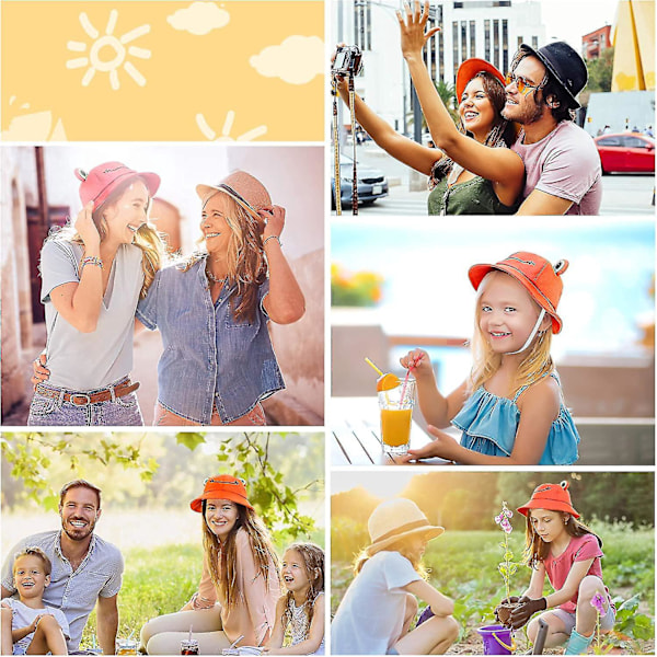 Groda Bucket Hat för kvinnor och barn - Orange, hopfällbar och andningsbar