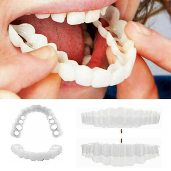 2st Snap On Smile Upper Fake Teeth Dental Faner Protes Cover Set
