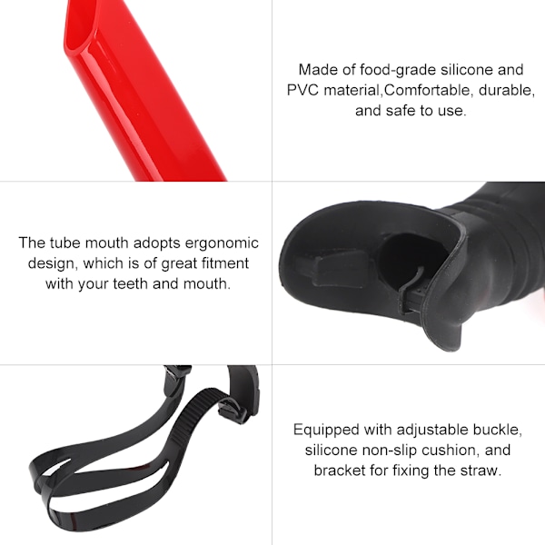 Front Snorkel Pusteslange Avtakbar Svømming Scuba for Snorkling Dykking Trening Rød