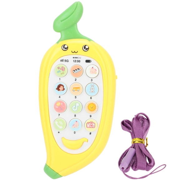 Early Learning Telefon Tvåspråkig Biteable Bitring Cover Multi Modes Baby Mobiltelefon Leksak Banan Gul