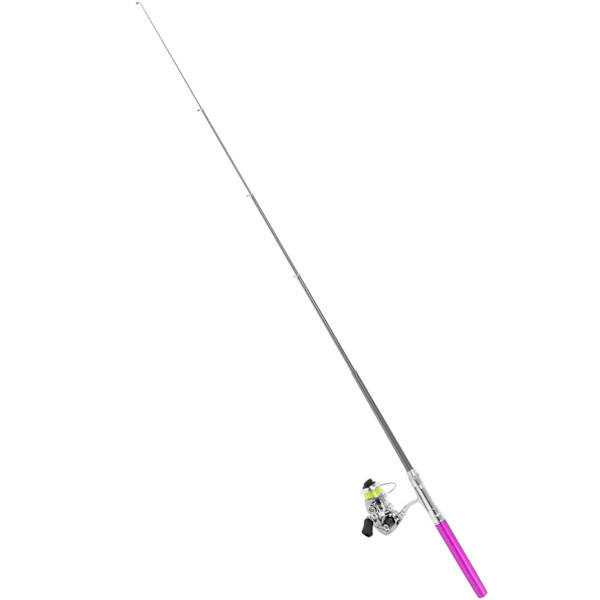 Portabel Mini Pen Shape Fiskespö Stångficka Infällbart fiskespö med rullehjul Lila