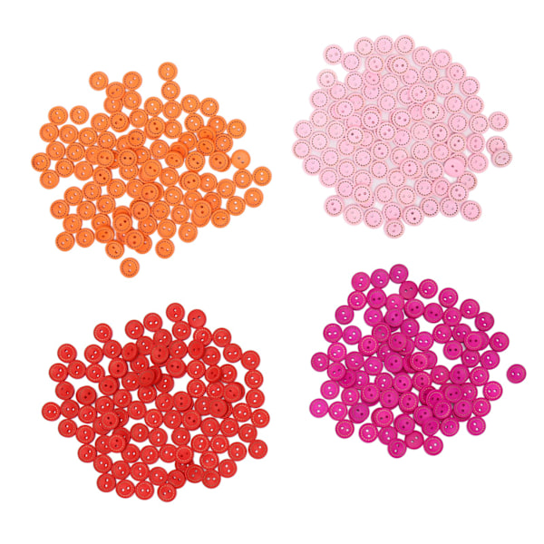 400 stk Runde Treknapper 1,5 cm 2 Hull Assorterte Farger Lett Glatt Håndverksknapper for DIY-dekorasjon