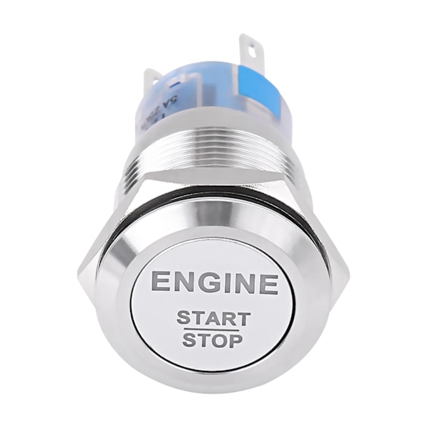 12V Hvid LED Bilmotor Start Stop Trykknapkontakt Sølv Rustfrit Stål