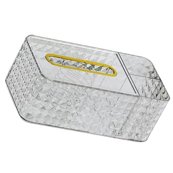 Tissue Storage Box Rhombus Texture Side Partition Towel Napkin Container Transparent White